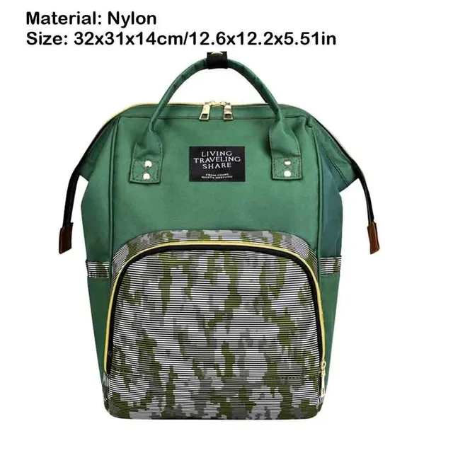 Green camouflage Новинка, модная сумка для мумии, для подгузников, в полоску, большая вместительность, рюкзак для мамы, женский, для путешествий, шоппинга, для кормления, для хранения подгузников, сумка-Органайзер - Цвет: Green camouflage
