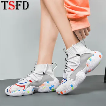 

Couple Sport Shoe Men Slip-on Sneakers for Sports Sock Shoes Sport Shoes Men Fly Weaving Running Shoe High Top Air Shoes 2020 V6