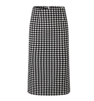 

Women Summer Print Houndstooth Pencil Skirt Casual Mid-calf Plus Size Faldas Mujer Moda Jupe Femme
