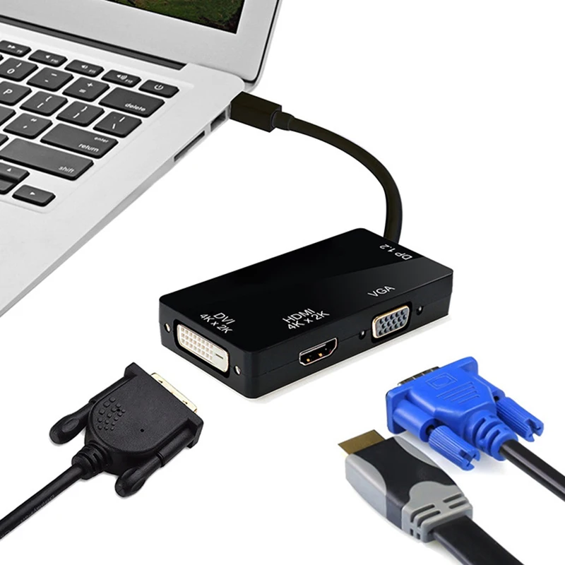 2019 Hot DP 1.2V to DVI VGA HDMI 4K Adapter 3-in-1 Multifunction Converter for Computer PC Projector For DOY | Электроника