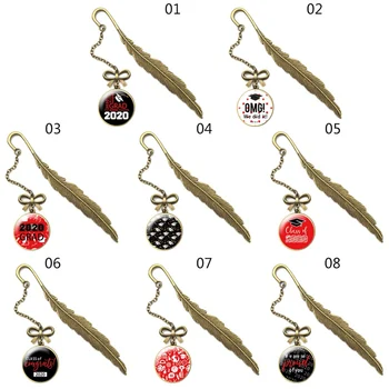 

Vintage Metal Feather Pendant Charms Long Chain Book Marks Bronze Class of 2020 Bookmark Graduation Gift Bookmark Gift