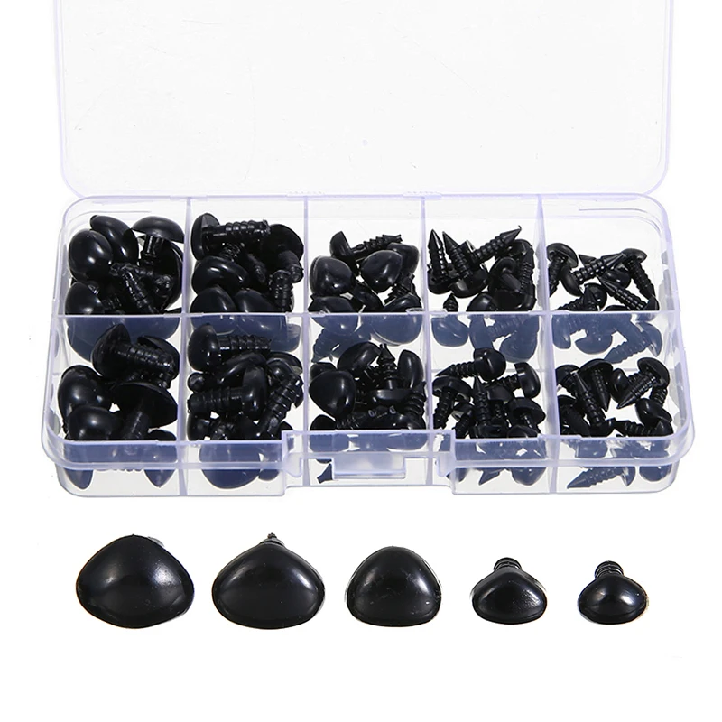 100 Pack Safety Eyes, Black Crafts Safety Eyes Spiral Solid Plastic Eyes  with Washers for Bear, Doll, Puppet, Plush Animal and DIY Craft (10mm)