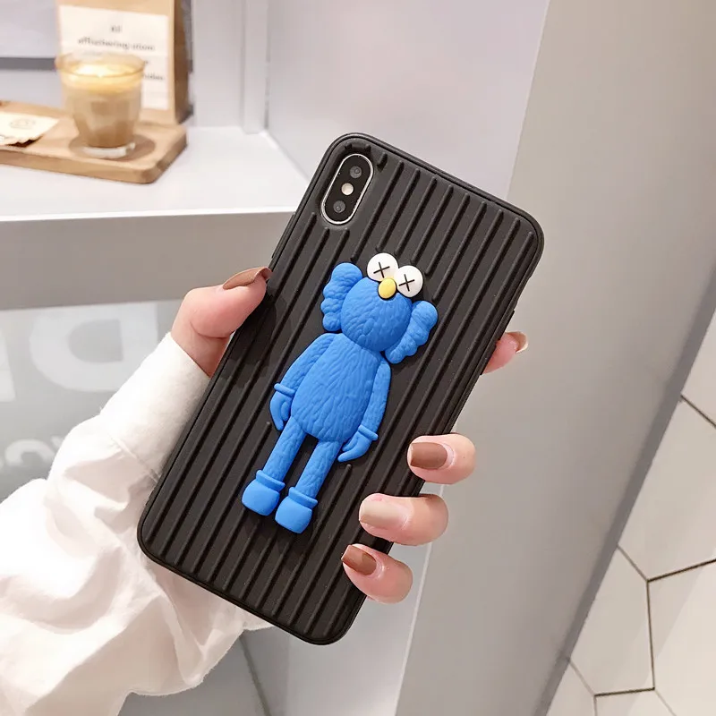 Стерео мультфильм кукла мягкий матовый Силиконовый ТПУ чехол для телефона чехол для iPhone 6 6 plus 7 8 plus X XS XR Max оболочка с полосатым покрытием