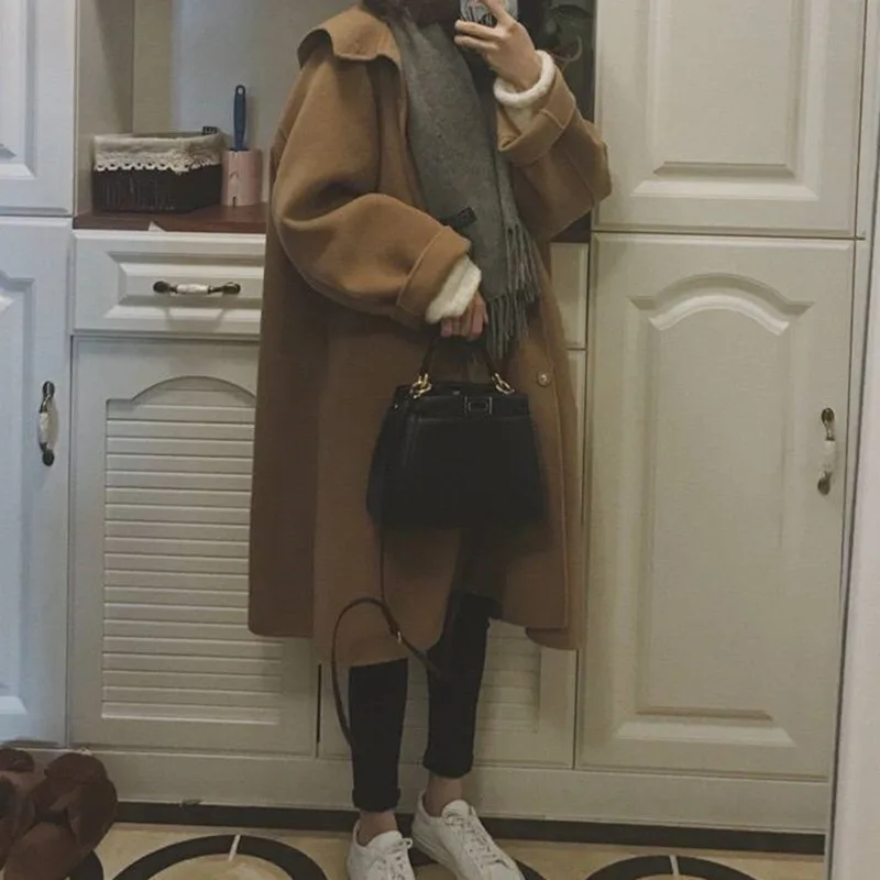 Spring Autumn Coat Women Clothes Korean Oversized Women Coat Vintage Wool Coat Women Manteau Femme Casaco YR037 YY2031