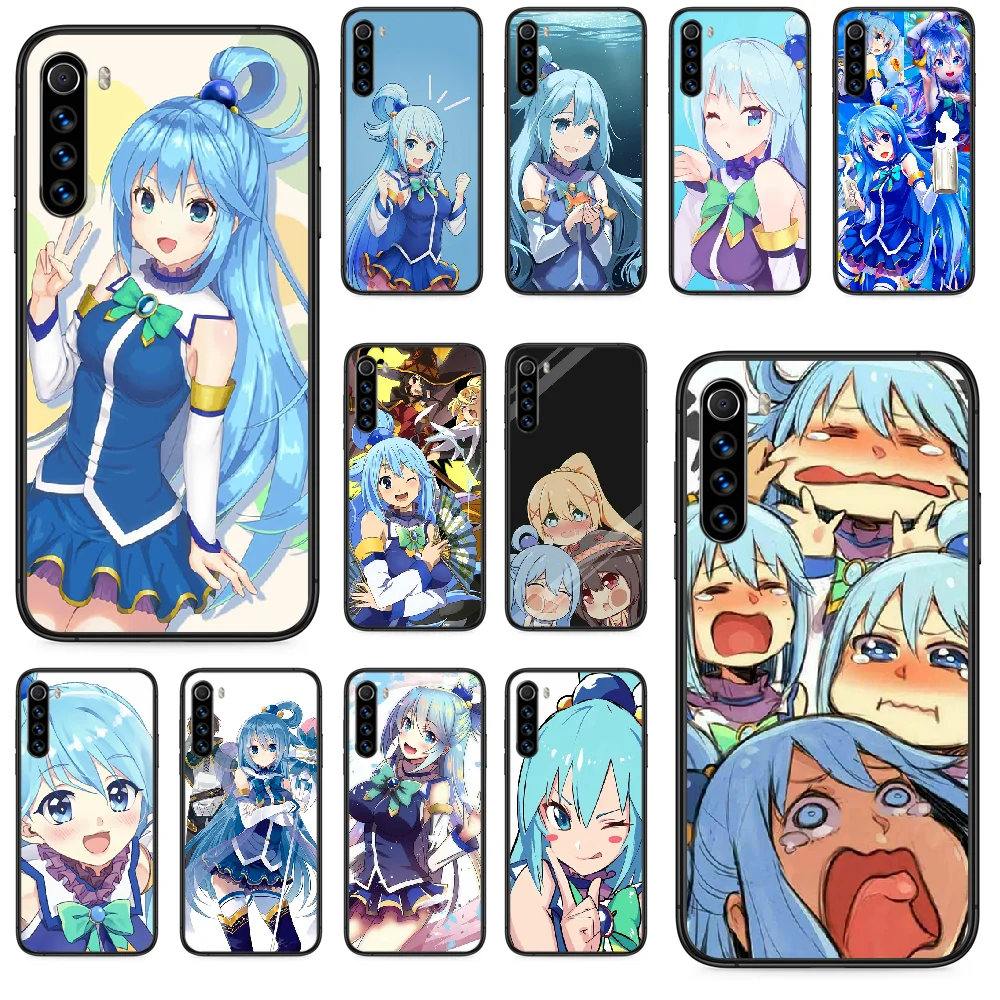 Милый чехол для телефона aqua konosuba с аниме девушкой Xiaomi Redmi Note 4A 4X 5 6 6A 7 7A 8 8A 4 5A 8T Plus Pro
