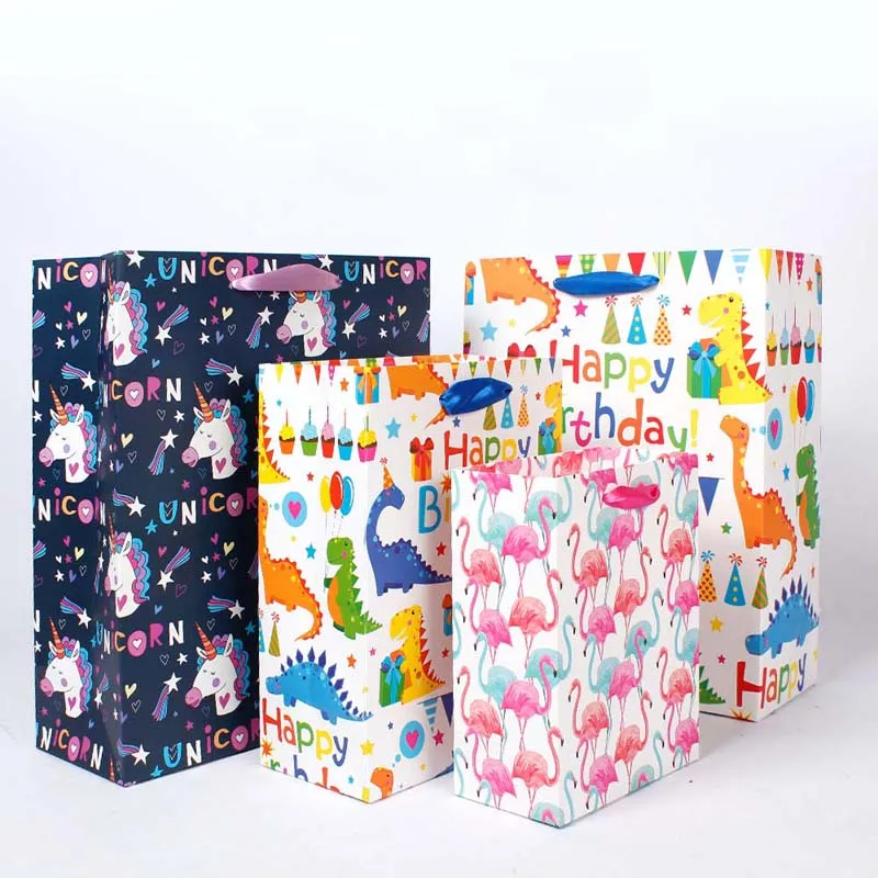 

1pc Cartoon Animal Dinosaur Flamingo Unicorn Paper Gift Bags Party Bags Birthday Party Decorations Kids Baby Shower Supplies