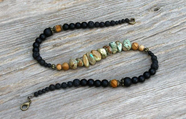 turquoise necklace for men / bohemian necklace / Turquoise gemstone necklace / jewelery for men / cool necklace for men - Image 4