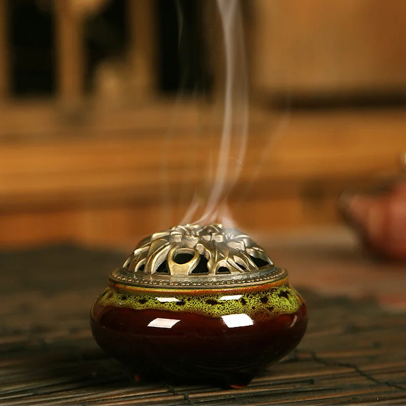 Backflow Ceramic Incense Burners Portable Censer Incense Holder Exquisite Yoga Incense Aromatherapy Buddha Incense Burner