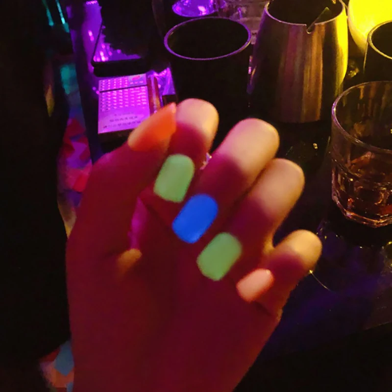 New Arriva 24Pcs Luminous False Nails Acrylic Gel Full French Fake Nails Art Tips Tools With 2g glue