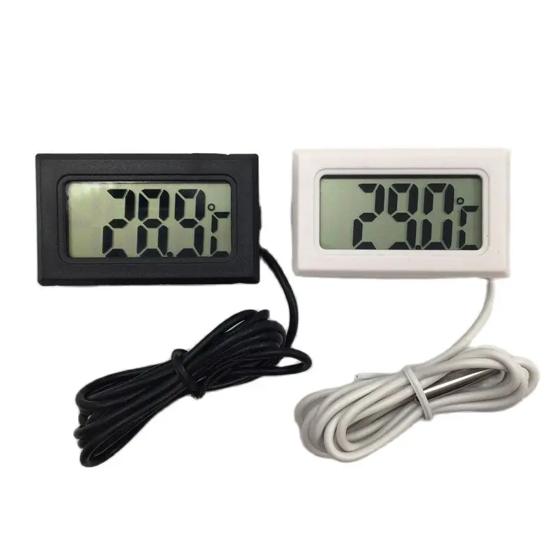 Termómetro Digital LCD para peces, refrigerador de tanque, medidor electrónico de temperatura del agua, 1M de línea, Sensor impermeable en blanco y negro, 1 Uds.