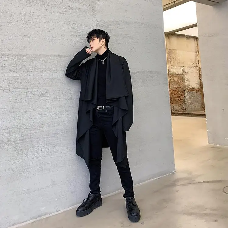 SHENGYUJIN темная индивидуальность tide бренд Мужская Мода стилист волос Мужская свободная без пряжки пальто тренд нерегулярная ветровка куртка
