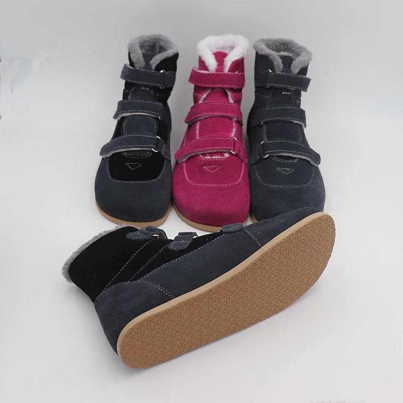 TipsieToes Top Brand Barefoot Genuine Leather Baby Toddler Girl Boy Kids Shoes For Fashion Winter ZigZig Sole Boots