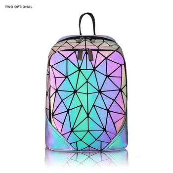 

Laser Backpack Cross-Border 2020 New Geometric Rhombus Student Bag Large Capacity Outdoor Casual Travel Backpack