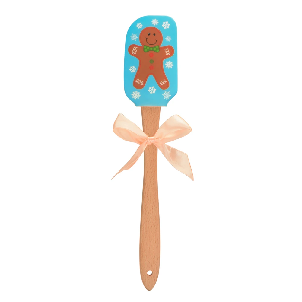 Kitchen Christmas Cake Decorating Spatula with Wooden Handle Snowman Man Santa Claus Pattern Cake tools Monden New N12