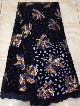

African Lace Fabric 2020 High Quality Lace Fabric French Nigerian Sequin Lace Fabric Lady Dress D3842