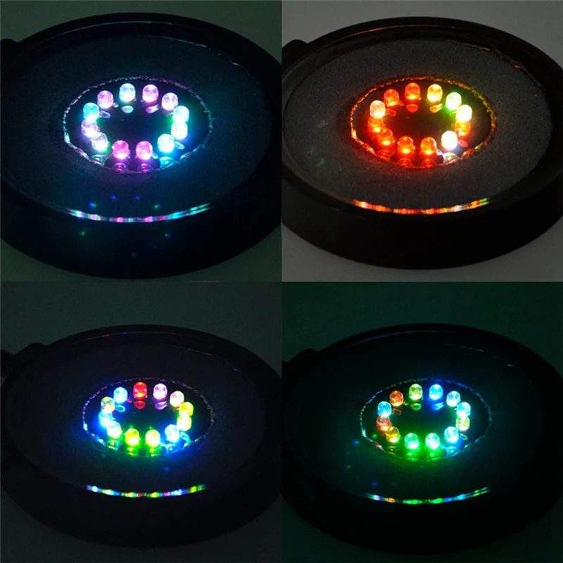 RGB 12LED погружной светильник для аквариума, садовый пруд, бассейн, увеличивающий кислород, аквариумный светильник с воздушным камнем и пузырьками, Европейский штекер