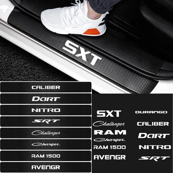 

For Dodge Challenger Charger RAM 1500 Nitro SRT Avenger Car Decoration Carbon Fiber Door Sills Anti-Wear Protector Sticker 4Pcs