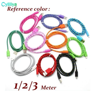 

100pcs 1M/2M/3M Round Fabric Braided Rope 8pin Usb Charger Sync Data Phone Cable for iPhone XS Max XR X 8 7 6 5 for Ipad 4/mini