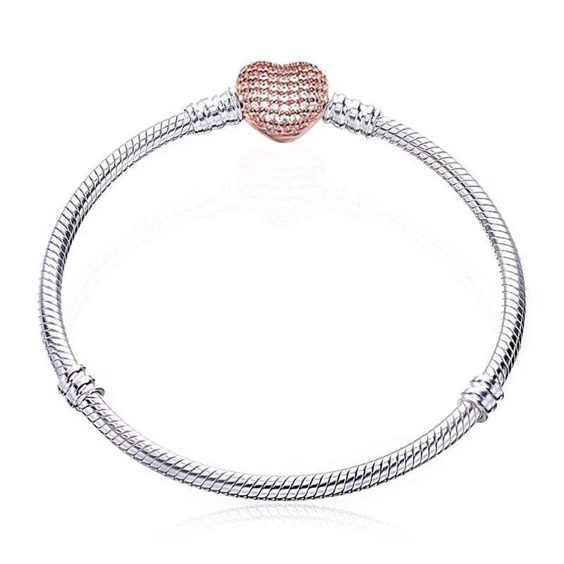 ATTRACTTO Fashion Gold Crystal Bracelets&Bangles Charm Cubic Zirconia Bracelets For Women Silver Chain Heart Bracelets SBR190538