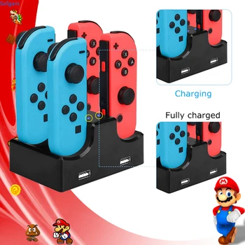 

4 In 1 Nintend Switch Joy-con Charger Stand Charging Dock Station 2 USB LED Indicator Nintendoswitch Accessories Nintendos Game