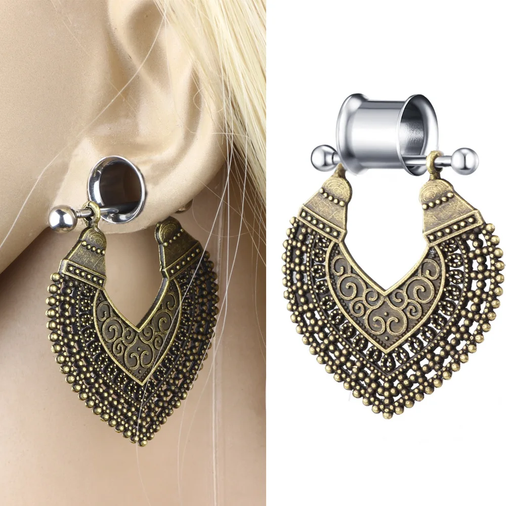 

Ear Expander Stainless Steel Double Flared Hollow Expansion Earring Retro Love Flesh Tunnel Plugs Anodized Puncture Body Jewelry
