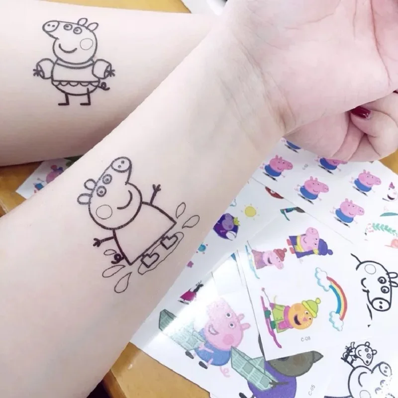 Peppa игрушки "Свинка" мультфильм временная татуировка наклейка паста Джордж Свинья стикерные игрушки Детский Рождественский подарок