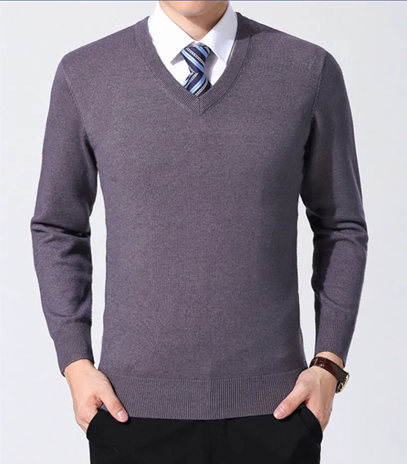 DEWBEST Sweater Men Clothes Autumn Winter Cashmere Wool Pullover Sweaters Plus Size Business Casual V-Neck