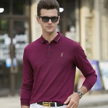 

High Quality 3D Embroidery Polo Shirt men's Long sleeve 100% cotton polo shirt 2019 New Arrivals Male Casual Business Polos Full