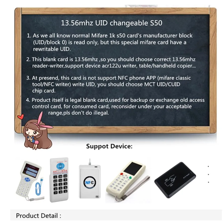 UID S50 – carte de contrôle d'accès reinscriptible, 13.56Mhz, porte-clés étanche, RFID NFC modifiable, 1 pièce, envoi rapide