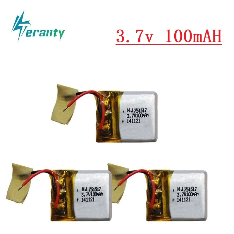 3 7 v 100 мА/ч 751517 30c Lipo Батарея для Cx10 CX 10 12 JJ810 820 828 V646 2 4g Квадрокоптер с дистанционным