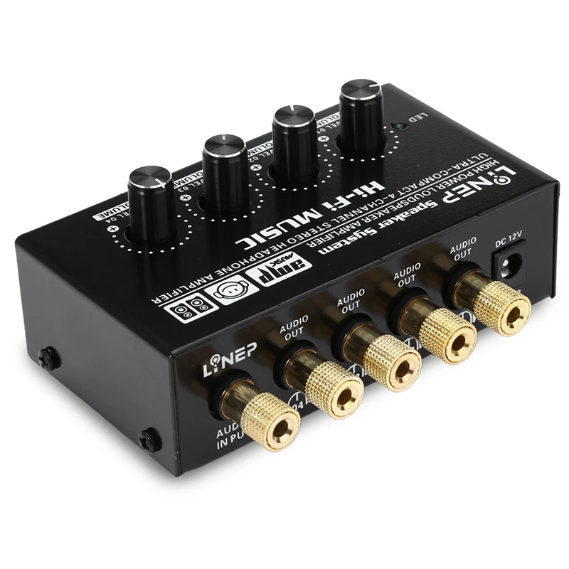 Lynepauaio Headphone Splitter 1 Input 4 Out Headphone Speaker Splitter Comparator Output Independent Volume Adjustment With Sign