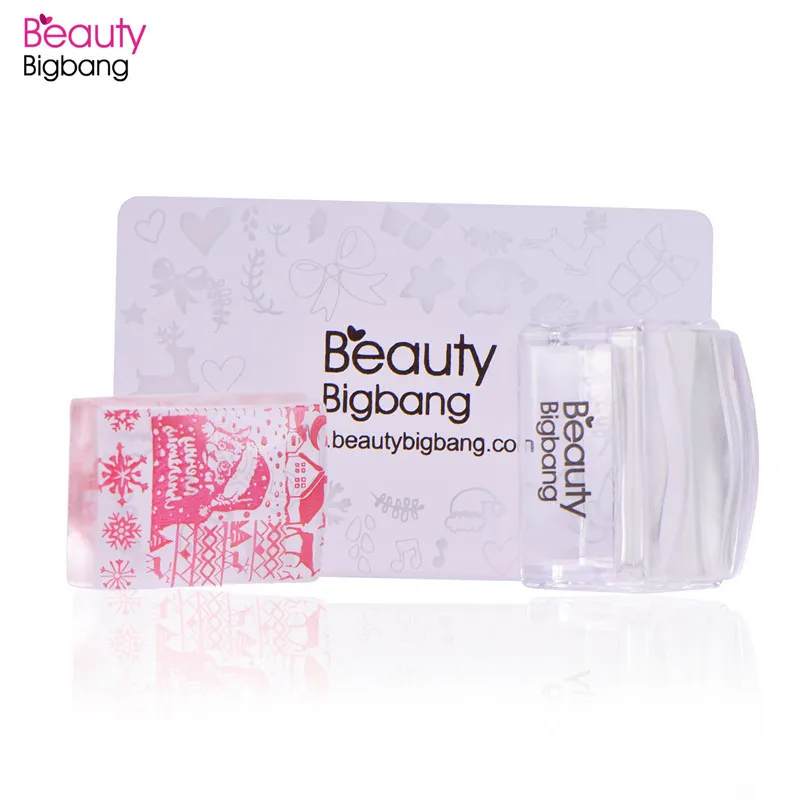 

BeautyBigBang 1 Set Rectangle Jelly Silicone Nail Stamper Clear Handle Manicure Stamp Template Tools Stamper For Stamping Arts