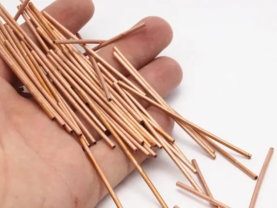 

30 Raw Copper Tube Beads 2x65mm D366