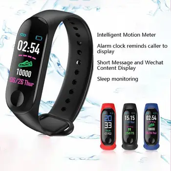 

M3 Smart Bracelet Color Screen Exercise Heart Rate Sleep Monitoring Reminder Step Information Bracelet