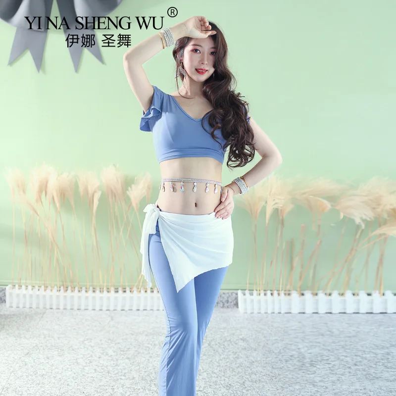 

Adult Belly Dance Practice Clothes Oriental Dance Performance Outfit Women Belly Dance Costume Set Top Long Pants Suit Hip Scarf