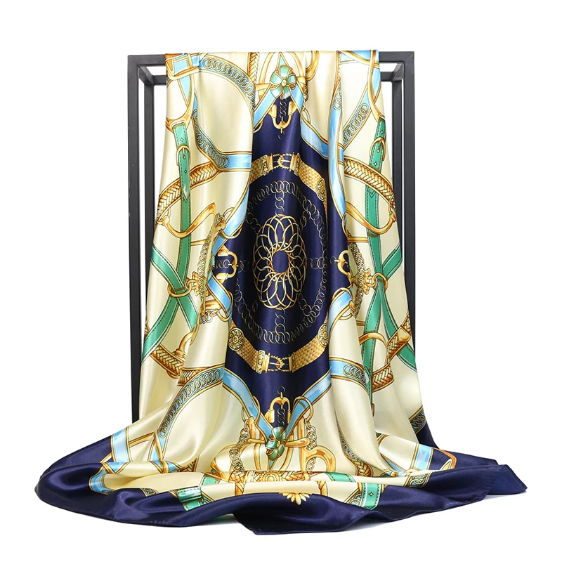 Квадратный шелковый шарф 90*90 см женский роскошный фирменный цветочный платок