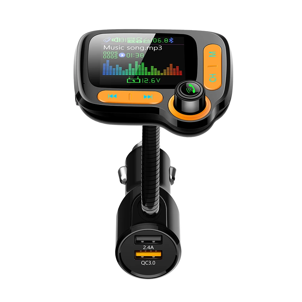 Korseed Bluetooth комплект de coche 1,8 дюймов Цвет pantalla ЖК-дисплей QC3.0, цвета в ассортименте de coche Манос libres передатчик FM Bluetooth 5,0