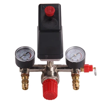

230V Pressure Switch Air Valves Intake Professional Manifold Compressor Control Regulator Gauge Set
