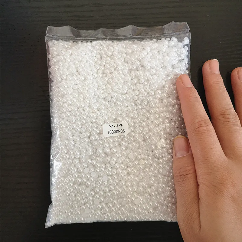 10000pcs 4*2mm White/Ivory Half Round ABS Imitation Pearl Flatback Loose Spacer Beads For Jewelry Making DIY Bracelet Necklace
