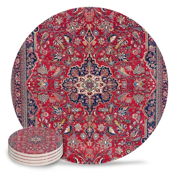 

Northwest Persian Rug Ceramic Coasters Waterproof Tea Cup Mat Modern Home Decor Coffee Table Decor Coasters for Glasses