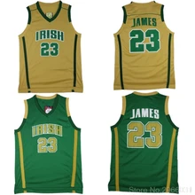 Горячая Распродажа, мужские школьные майки LeBron James#23, белые, зеленые, желтые, размер S-XXL