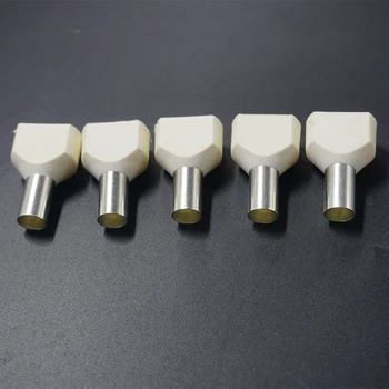 

100pcs/20pcs TE16-14 Insulated Ferrules Terminal Block Double Cord Terminal Copper Insulated Crimp terminal Wires 2x16.0mm2