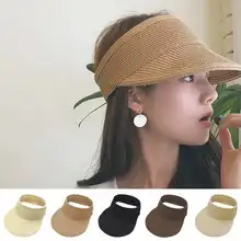 Для женщин Лето Защита от ультрафиолета пляжные однотонная бейсболка Повседневное из дышащего хлопка Бумага трава Мода Пустой соломенная шляпа для отдыха