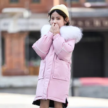 

2019 New Girls Winter Down Jacket Double-Side Wear Long Coat Kids Outerwear For Big Girl 120-160cm Height Parkas Snow Wear
