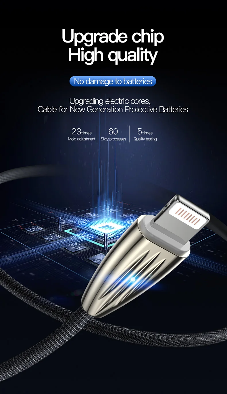 TOTU Zinc Alloy Nylon Braided 1200mm & 1800mm 2pcs Fast Charging Cables, data cable for 8PIN