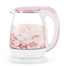 Розовый 1.8л стеклянный автоматический Электрический чайник для воды 1500 Вт водонагреватель горячий кипящий чайник кухонная техника контроль температуры