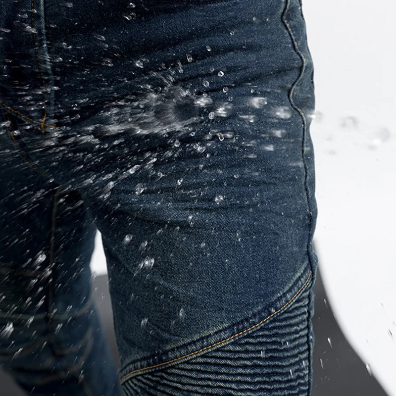 Зимние штаны для езды на мотоцикле плюс бархатные водонепроницаемые уличные гоночные джинсы анти-осенние мотоциклетные штаны с наколенниками