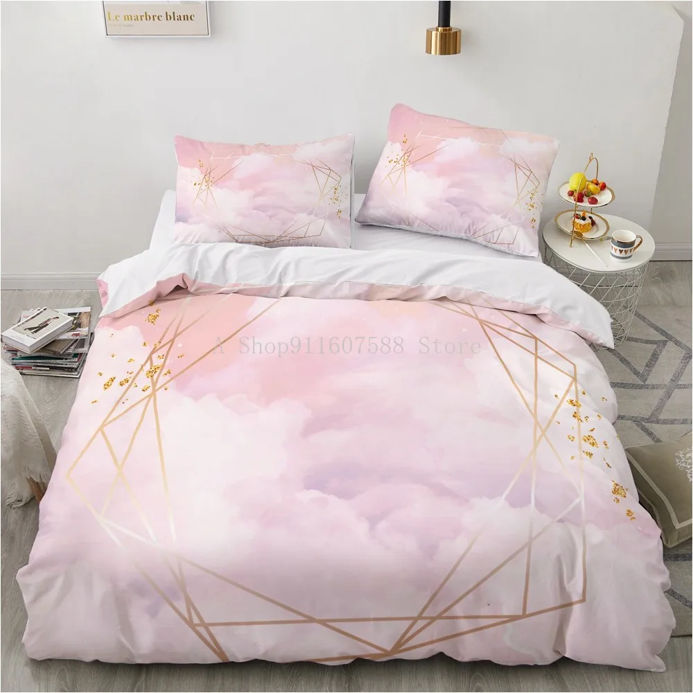 

Colorful Marble Cloud Bedding Set Rainbow Printing Duvet Cover Queen Size Girls Comforter Cover Bedclothes Pillowcases 2/3pcs