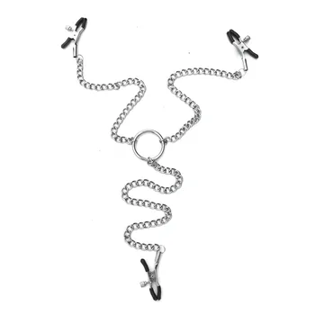 

Stainless Steel Labia Clitoris Nipple Clamps With Vagina Clamps Metal Chain BDSM Bondage Restraint Sex Toys For Woman Couples