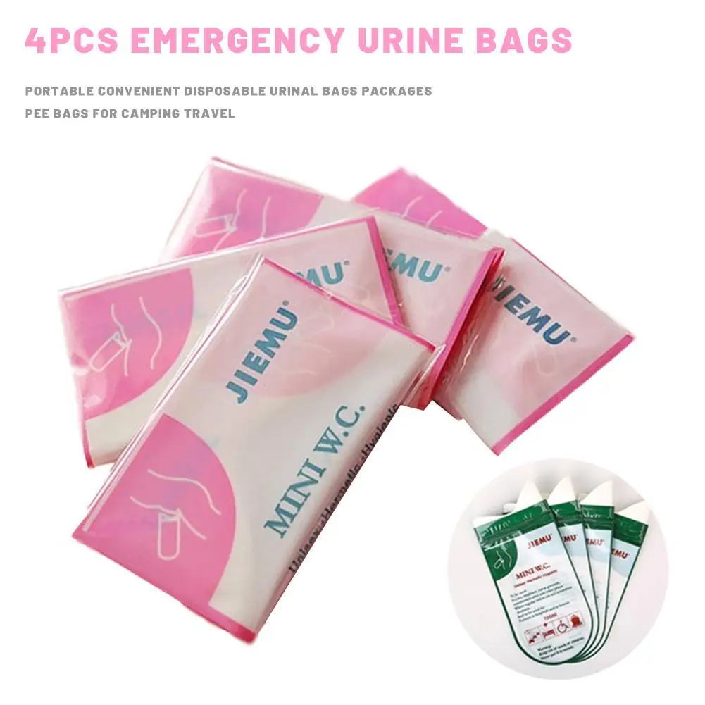 

4PCS High Quality Emergency Urine Bags Portable Convenient Disposable Urinal Bags Packages Pee Bags for Camping Travel